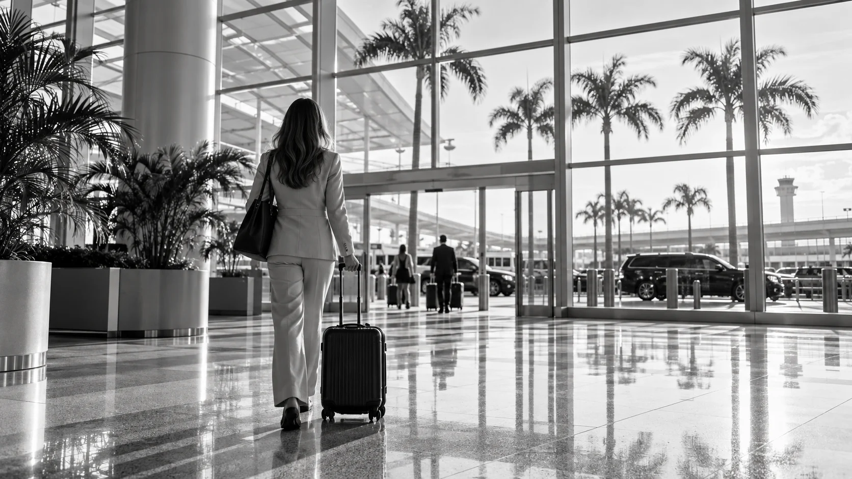 Airport curbside illustrating an Orlando airport transfer
